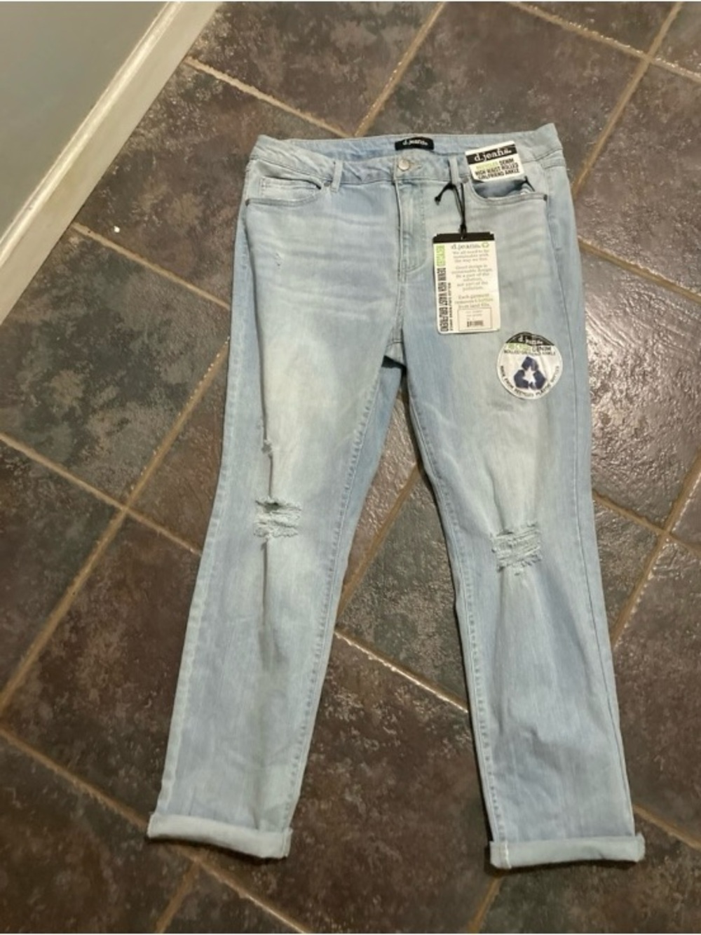 d. jeans Light Blue Distressed Women's Jeans Size 14